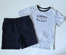 Janie and Jack 12 Boys Summer Holiday Graphic Tee T-Shirt Shorts Set NG1-335