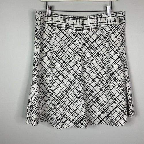 Merona Skirt Womens Size 10 A Line  100% Linen Lined Black White Side Zip - Picture 6 of 8