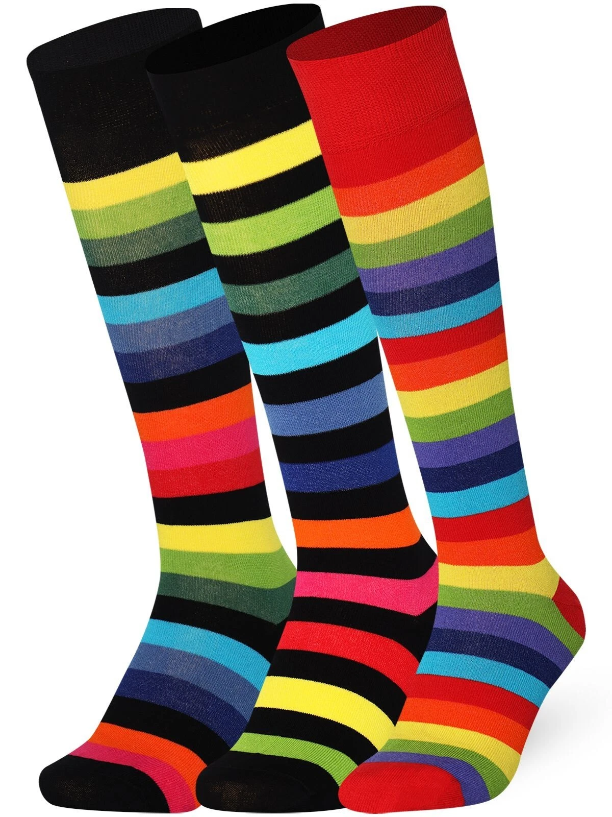Mysocks 3 Pairs Knee High Rainbow Combination Socks