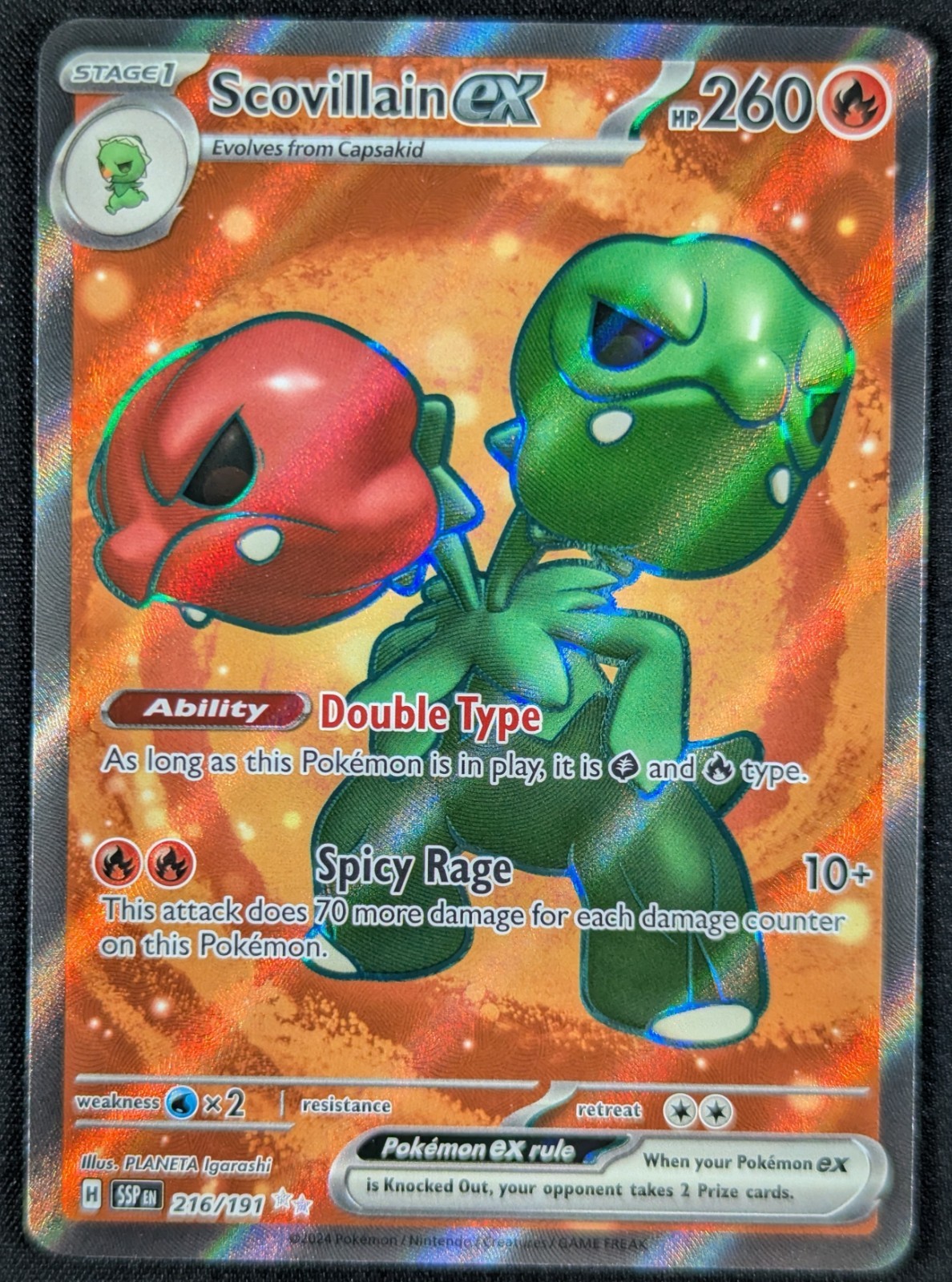 Scovillain EX 2024 Surging Sparks Full Art Ultra Rare Pokemon Card 216/191 (NM)