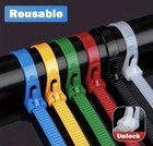 50pcs Reusable Cable Ties, Cable Lock Loop Nylon Removable, Mixed Colours