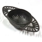 Vintage Cast Iron Tea Strainer with Decorative Openwork Handles – 4.5"