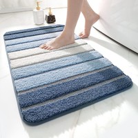 Badematte Badezimmerteppich Rutschfest Weich SaugfäHig Waschbar Blau 50 X 80 Cm