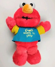 1993 Kid Dimension Sesame Street Elmo Wants To Play Plush 16" Red Talking Vtg