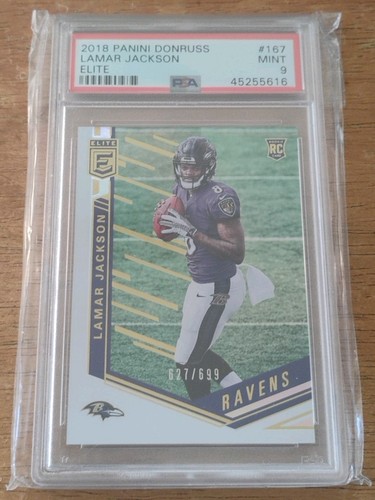 2018 Panini Donruss Elite Lamar Jackson /699 Rookie PSA Mint 9