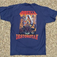 Vintage Godzilla Vs Destoroyah T-shirt 1995 Toho Size Large Jerzees Japan Navy