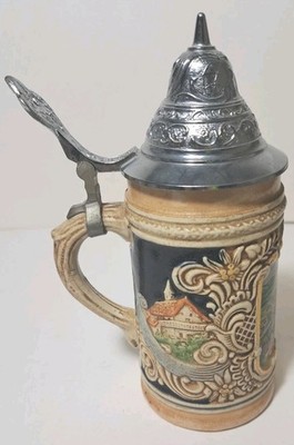 Original Gerz Beer Stein West Germany Lidded, ''Froh Beim Bier'' ''Das Lieben Wir''