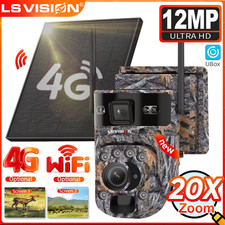 12MP 4G SIM Solar Trail Camera 20X ZOOM Wireless Battery Camera Outdoor Hunting 