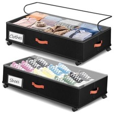 Under Bed Storage with Wheels 2-Pack, Under Bed Storage Containers 60L DeepDrak
