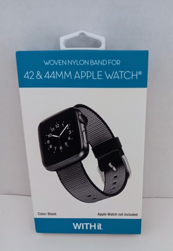 WITHit Apple Watch Band NIB Black Woven Mesh 42/44 mm Watches