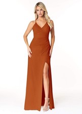 Women’s Chiffon Bridesmaid Dress In Paprika Color Never Worn Size A8