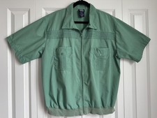 Vintage John Blair Mens Large Green Zip Shirt Jacket Pleated Pockets Retro
