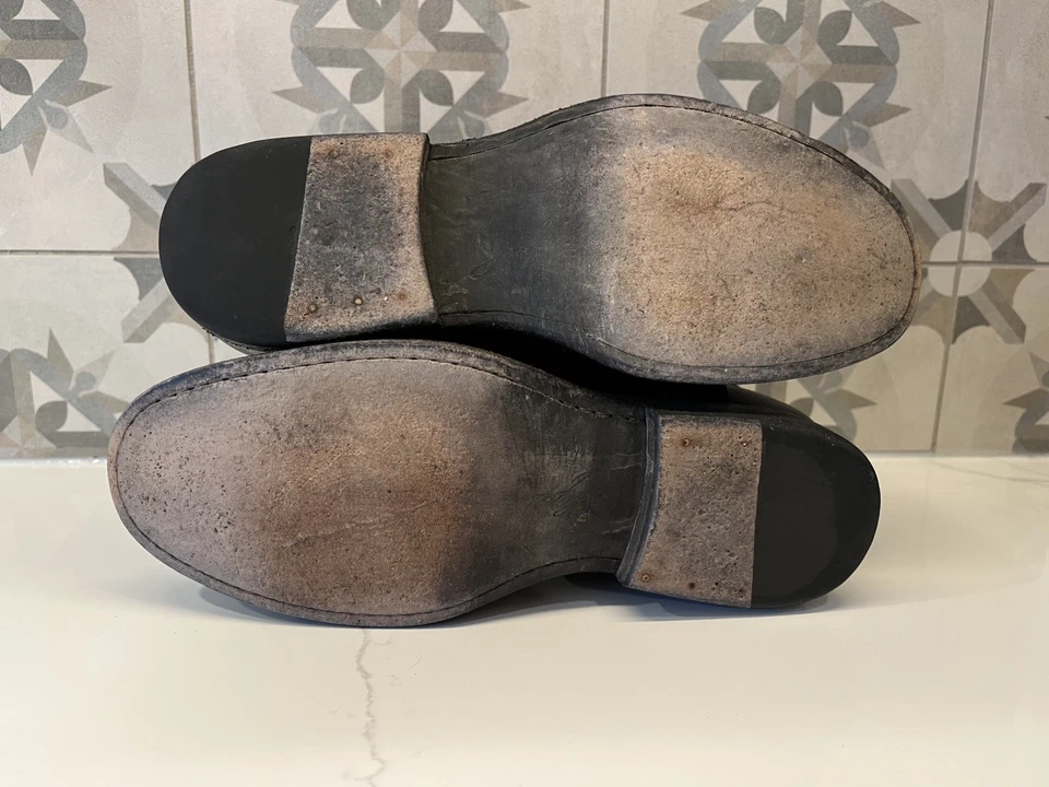 FRYE Phillip Arnés Cuero Negro Botines Moto/Motero #76870 Talla 7 Foto 3 de 4