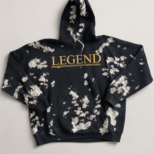 SIZE L Zion Rootswear  Legend  Bob Marley Hoodie Bleach Washed Black Sweatshirt