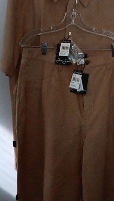 Sean John Men's Latte Diamond Pattern 2 Piece Outfit Set XL Shirt & 38 Pants