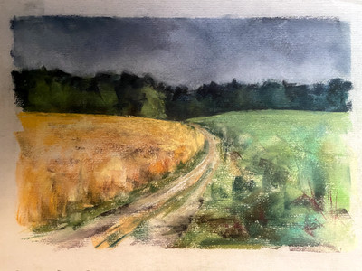 Franz Ehmke 1928 - 2018 Berlin Pastel Rye And Rapeseed Fields Cloudy