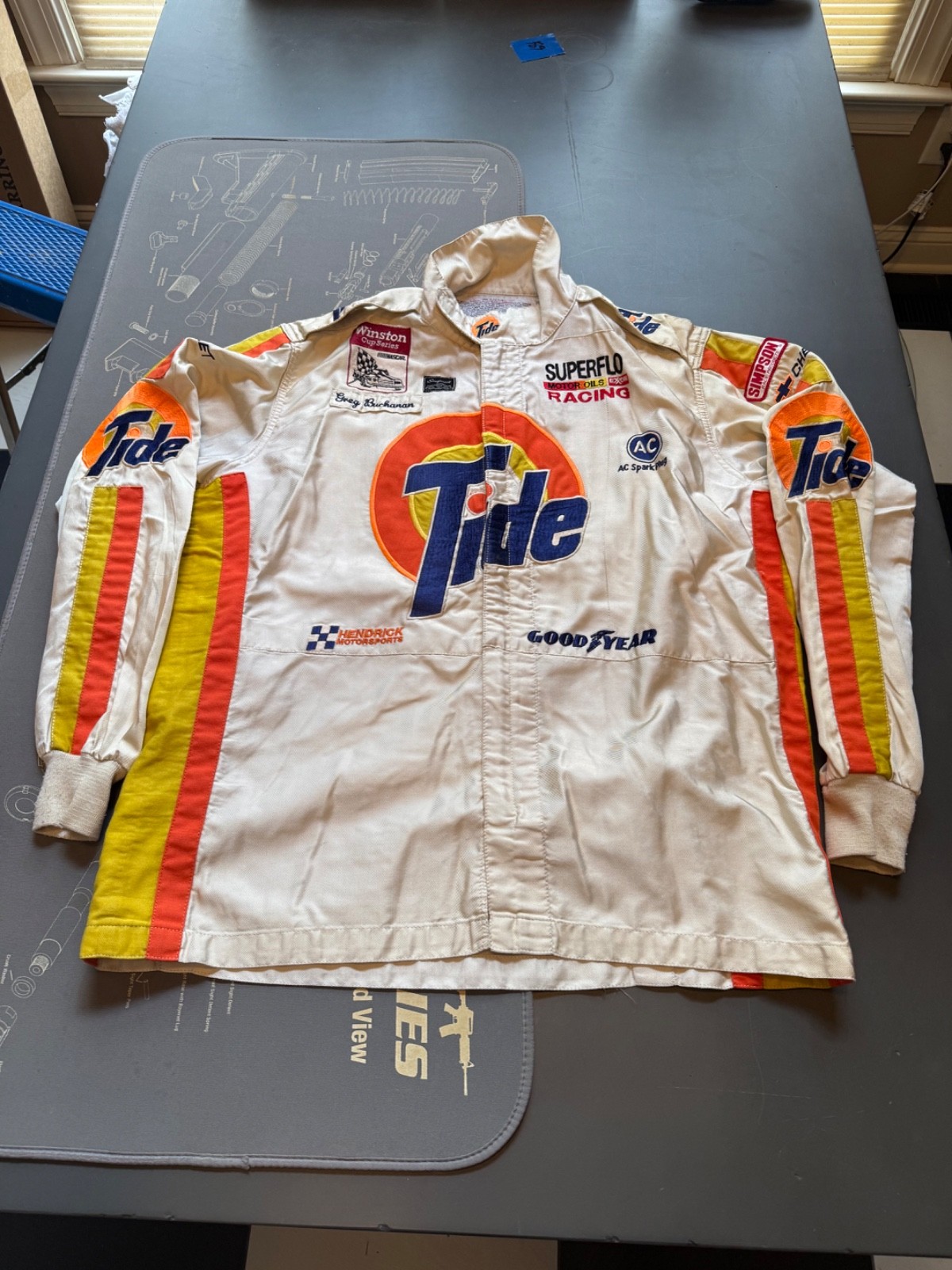 NASCAR Vintage 1989 Darrell Waltrip Tide Race Crew Used Fireproof Top