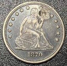 1870-P Seated Liberty Quarter 25c VF/XF Details Damaged Rare Date