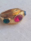 Etruscan Ring Gold Plated Ruby Emerald Sapphire Simulated Stones Sz 6 High End — photo 8