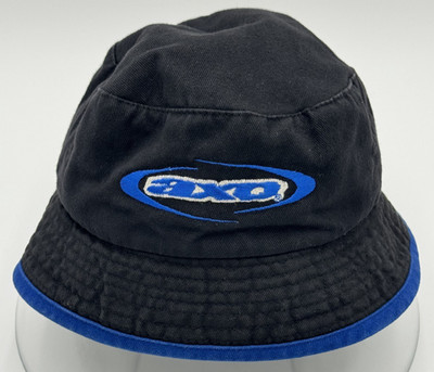 Vintage Axo Sport Racing Motocross Bucket Hat Black/Blue Size L/XL 100% Cotton