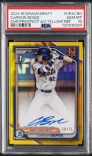 2024 BOWMAN DRAFT CHROME PROSPECT AUTO #CPACBG CARSON BENGE 38/75 PSA 10