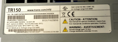 Danfoss Trane TR150 Frequency drive 76X1 X13171825010 20 HP 15 KW