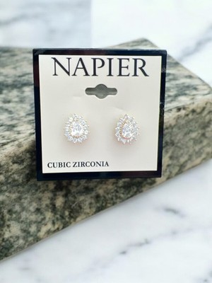Napier 1/2'' Gold Tone/Cubic Zirconia Stud Earrings-NWT