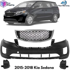Front Bumper Cover Fascia & Grille Assembly Kit For 2015-2018 Kia Sedona