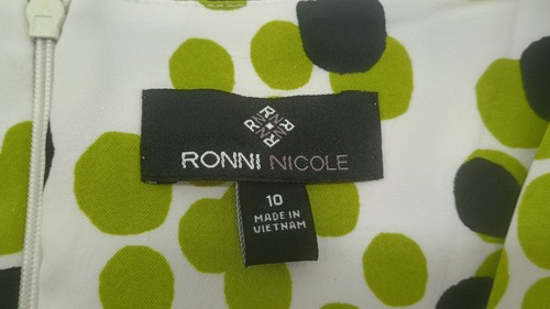 Ronni Nicole Green White Black Sleeveless Women's Dress Size 10 - Picture 18 of 19
