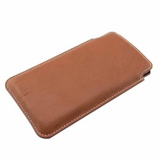 Suncase Custodia In Vera Pelle Slim-Edition Per ZTE Axon 9 Pro - Colore Cognac Anticato, Con Linguetta Di Estrazione E Chiusura Magnetica
