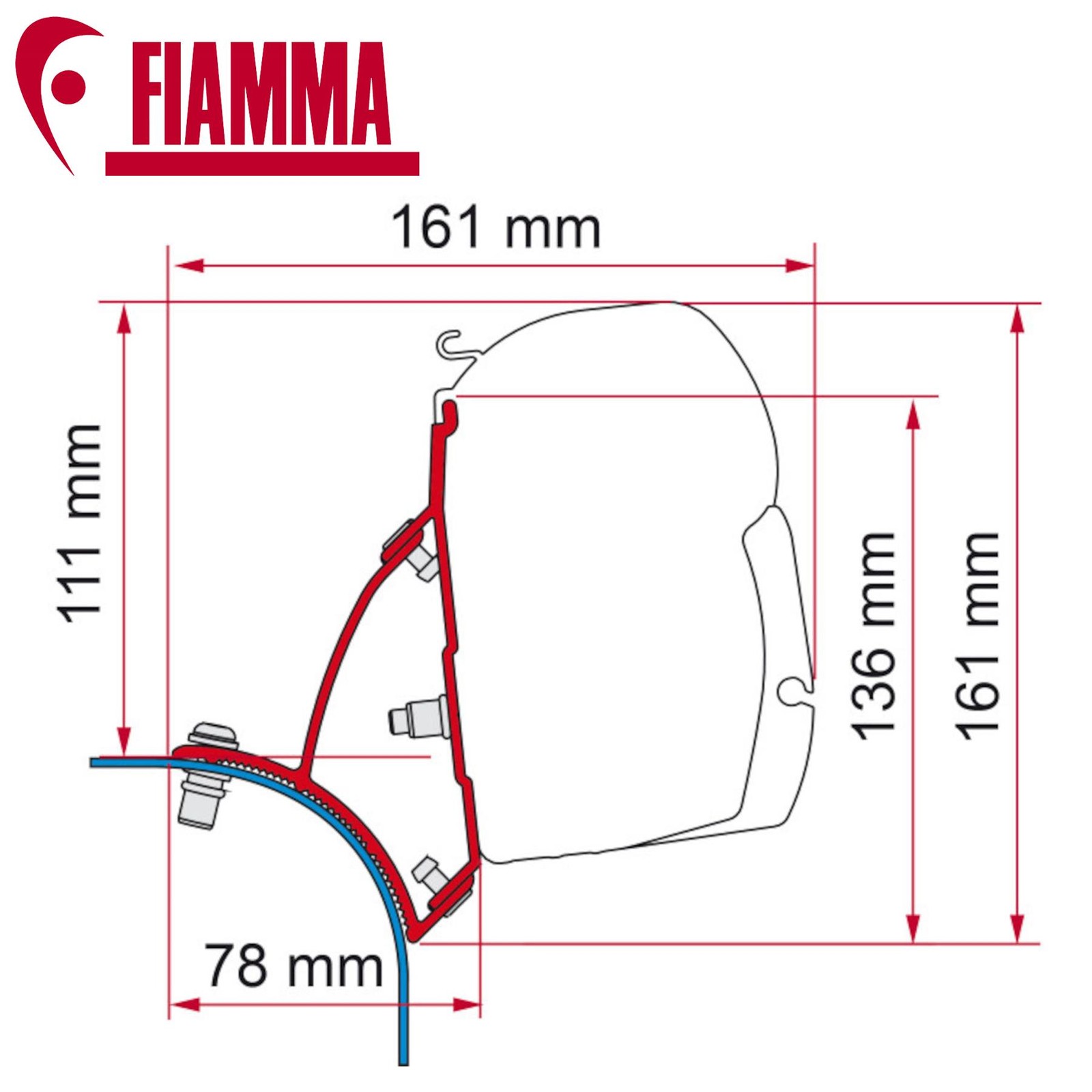 FIAMMA AWNING BRACKET 98655Z160 F45s 2.6m 3m VW T5 T6 TRANSPORTER L1 L2 SWB LWB