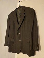 Hart Schaffner Marx Wool Herringbone Tweed Brown Black Blazer Sport Coat 44R