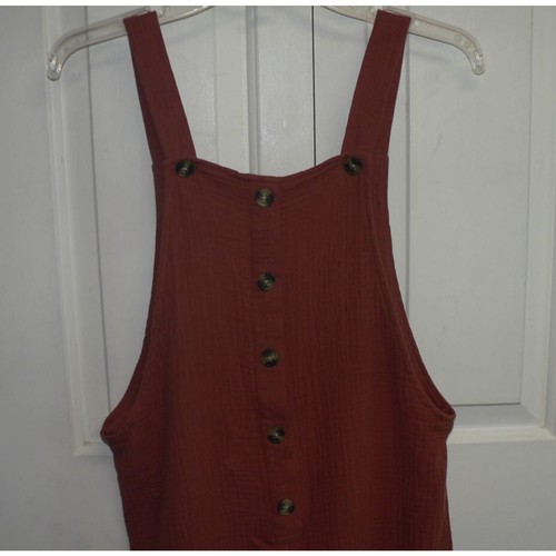 Seed Heritage Girls Cotton Button Front Sleeveless Romper Rust Brown Size 12 $60 - Picture 2 of 4