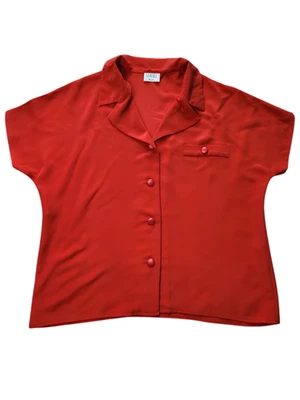 Chemisier vintage WEILL Paris rouge satiné taille 42 manches courtes - Photo 1/4