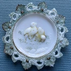 Antique Dithridge Milk Glass Easter Chicks Birds Plate Reticulated Edge - 7 1/4”