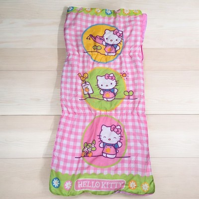 2008 Sanrio Hello Kitty Pink Plaid Sleeping Bag 24 x 53  Pre-owned