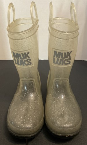 MUK LUKS Child's Rubber Knee High Pull on Rain/Water Boots With Glitter 9/10 - Picture 2 of 13