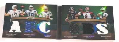2009 Topps Triple Threads Tom Brady Manning Rivers QBS Jerseys booklet #9/9 Rare