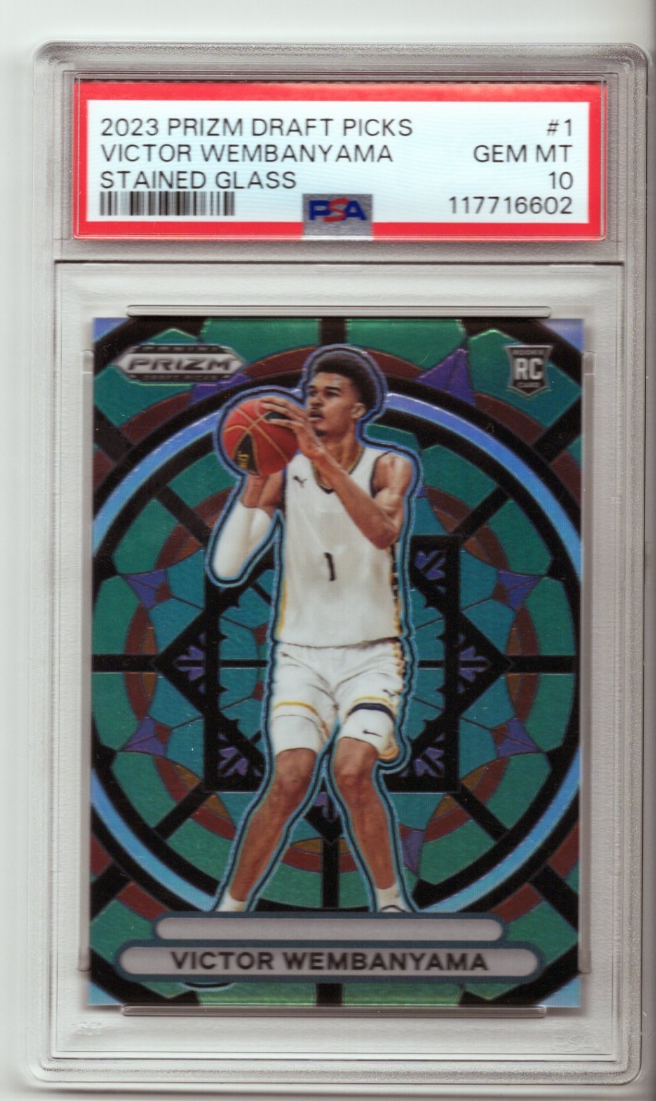 2023 Prizm Draft Picks Victor Wembanyama Stained Glass PSA 10