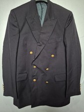AQUASCUTUM Double Breasted Blazer Navy Blue Gold Bouton Wool 40R