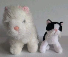 Lot of 2 Ganz Lil Kinz White Persian Cat Plush & Lil Black & White Kinz Klip Cat