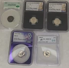 Lot Dimes 1937 1943 1965 1989-D 1898 Barber Mercury Silver 90% Roosevelt MS66-69