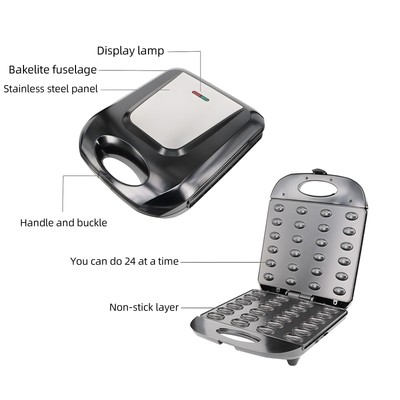  Electric Walnut Cake Maker 1400W 24pcs Capacity Automatic Mini Nut Waffle Bread