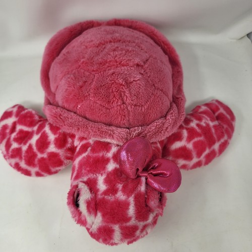 Aurora Destination Nation Pink Sea Turtle 13” Plush Stuffed Animal Toy Girl Bow - Picture 3 of 6