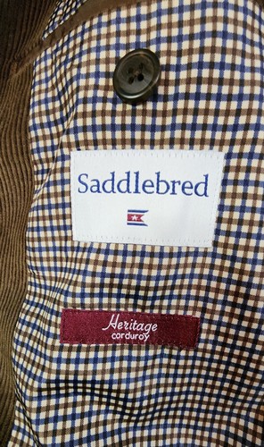 Saddlebred Mens Corduroy Sport Coat Blazer Jacket Heritage 2 Button Brown Sz 44L - Picture 9 of 11