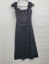 Reformation Bridgton Off The Shoulder Linen Dress Women Size 0 NWT Black Hi Slit