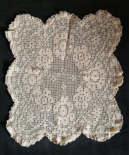Centro centrino Écru rettangolare 43 x 37 uncinetto fatto a mano filet vintage