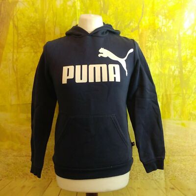 Puma Blue Spell Out Logo Blue Cotton Blend Hoodie. UK Junge Alter 13, Alter 14