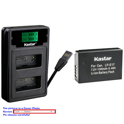 Kastar Battery LZD2 USB Charger for Canon LP-E17 LC-E17 & Canon EOS 77D Camera