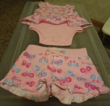 GARANIMALS GIRLS BUTTERFLY 2 PIECE SHORT SET:FREE SHIPPING